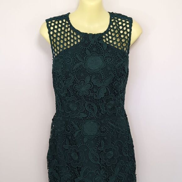 Vera Wang Dress Green Lace Overlay Nwot Sz 4 - Picture 6 of 8